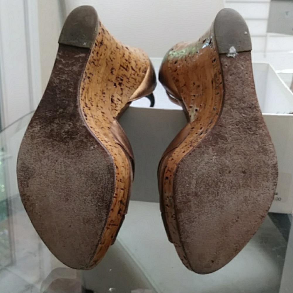Dior Glam Straps bronze laminated cork wedge - Picture 5 of 7